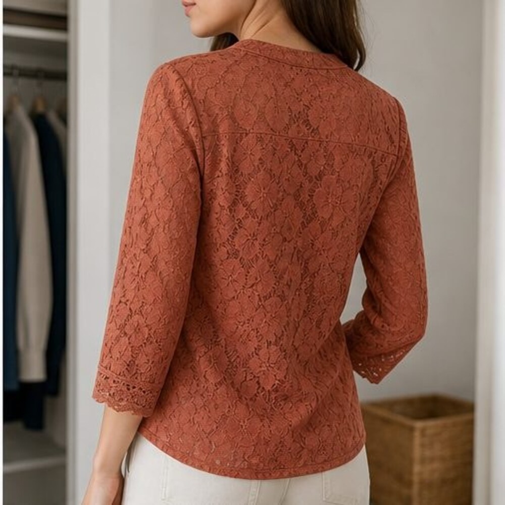 Rust Pleated Blouse - Picture 3 of 6